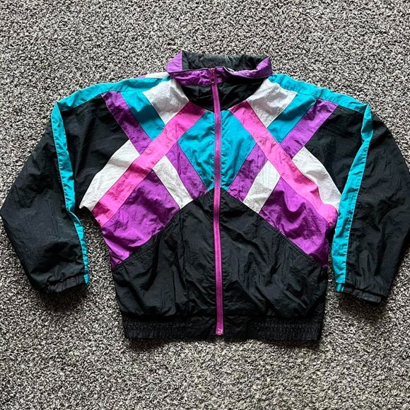 RE Sport Other - 80s Vintage Windbreaker Jacket RE Sport Mens Medium Multicolored Sporty Jacket
